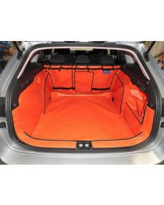 CLEARANCE - Skoda Superb Estate 2024 On - Rear Plus With Seat Split & Ski Flap - Bumper Flap - Rear Seat Flap - Tailgate Cover- Front d-ring Access - Boot shape 1 - check guide documents on the main product page to ensure compatibility - Black| Rubber Mat