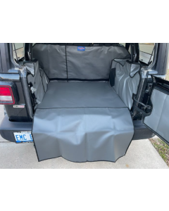 CLEARANCE - Jeep Wrangler 4 door 2018 to 2024 (not Hybrid) - Please Check Documents on Main Product Page: With speaker in boot sides - Standard bootliner - Bumper Flap - Tailgate Cover - Black 