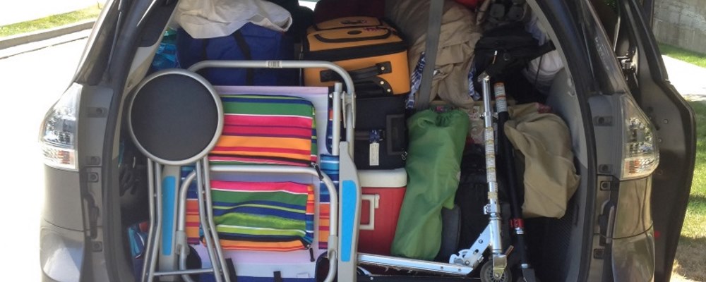 a car boot full of equipent