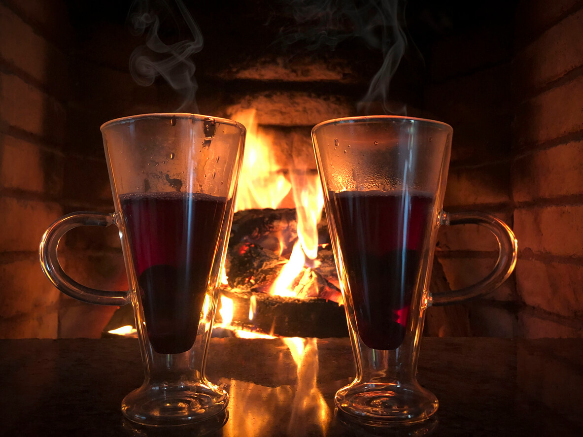 hot drinks infront of fire